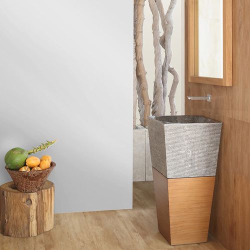 Bodenstehendes Waschbecken - LOVINA - Dharma Bati Bali ,PT - Marmor / Holz / mit verstellbarem Spiegel
