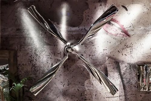 Luftfahrt-Skulptur - AIR-ELI0147 FOUR-BLADE AIRPLANE PROPELLER DECOR - Arteinmotion - poliertes Metall / Aluminium / Wand