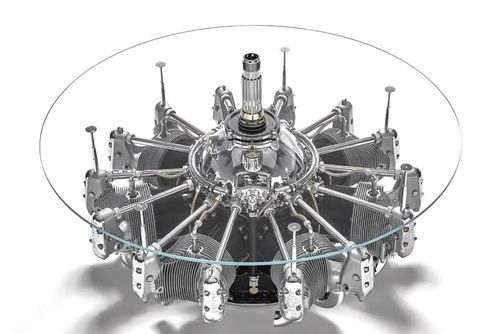 Luftfahrt-Couchtisch - AIR-TAV0113 AIRPLANE RADIAL ENGINE - Arteinmotion - Industriedesign / Aluminium / Chrom