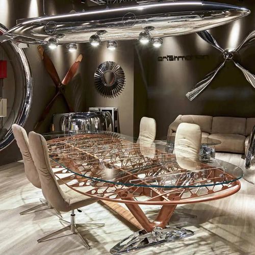 Luftfahrt-Esstisch - AIR-TAV0102 AIRPLANE WING CONFERENCE - Arteinmotion - originelles Design / Aluminium / poliertes Metall
