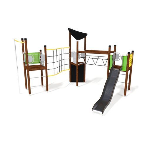 Holz-Spielplatzgerät - UNIPLAY ESSENTIALS PANDORA  - HAGS Aneby AB - Stahl / HPL / Kordel
