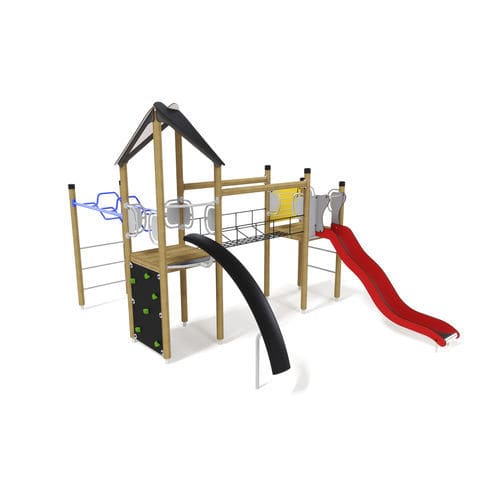 Holz-Spielplatzgerät - UNIPLAY ESSENTIALS PROMETHEUS  - HAGS Aneby AB - Stahl / HPL / Kordel