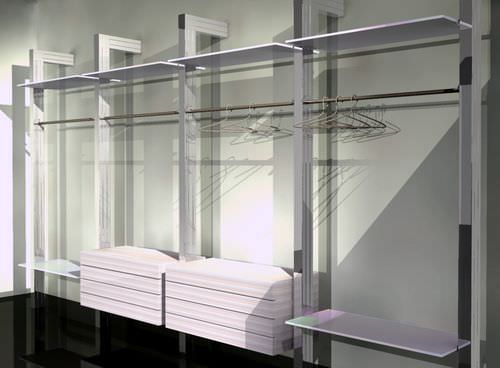 Moderner begehbarer Kleiderschrank - KAP International - Holz / Glas / lackiertes Aluminium
