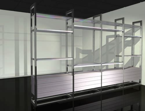 Modernes Regal - SELF-STANDING - KAP International - Holz / Aluminium / Glas
