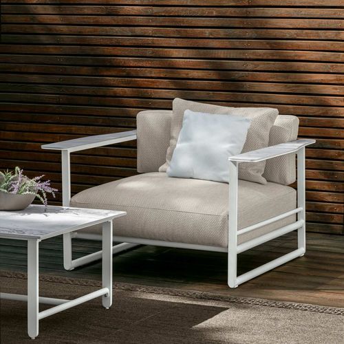 Moderner Sessel - RIVIERA - TALENTI - Stoff / Aluminium / Marmor