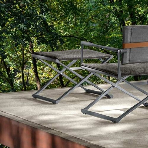 Moderner Hocker - RIVIERA - TALENTI - Stoff / Gestell aus Aluminium / Gestell aus rostfreiem Edelstahl