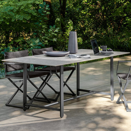 Moderner Esstisch - RIVIERA - TALENTI - Feinsteinzeug / Gestell aus Aluminium / rechteckig