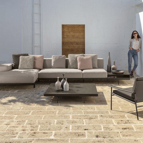 Moderner Couchtisch - ALLURE - TALENTI - Teakholz / Gestell aus Aluminium / rechteckig