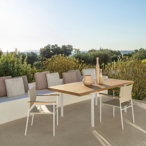 Moderner Esstisch - ALLURE - TALENTI - Teakholz / Gestell aus Aluminium / rechteckig