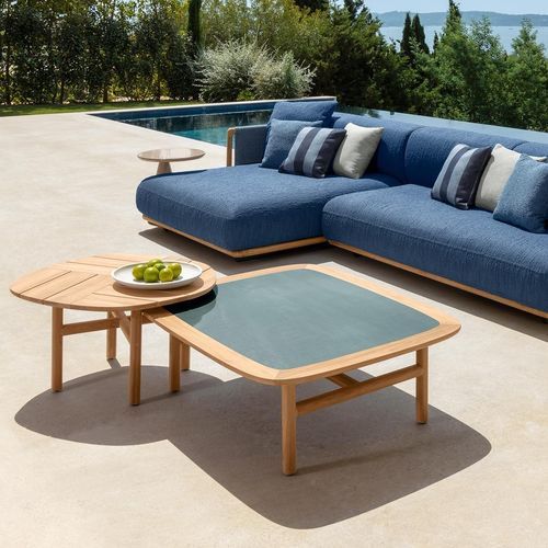 Moderner Couchtisch - JUN - TALENTI - Holz / Sandstein / Gestell aus Holz