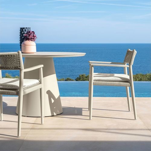 Moderner Esszimmerstuhl - DOLCEVITA//ALU - TALENTI - für Außenbereich / Aluminium / Stoff
