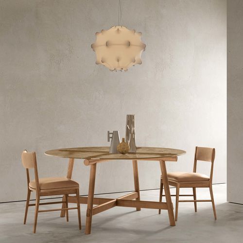 Moderner Esstisch - HYDRA - TALENTI - Thermoplast / Holzfurnier / Glas
