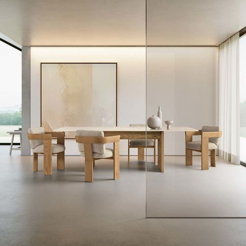 Moderner Esstisch - VENICE - TALENTI - Holzfurnier / hochglanzlackiertes Holz / Marmor
