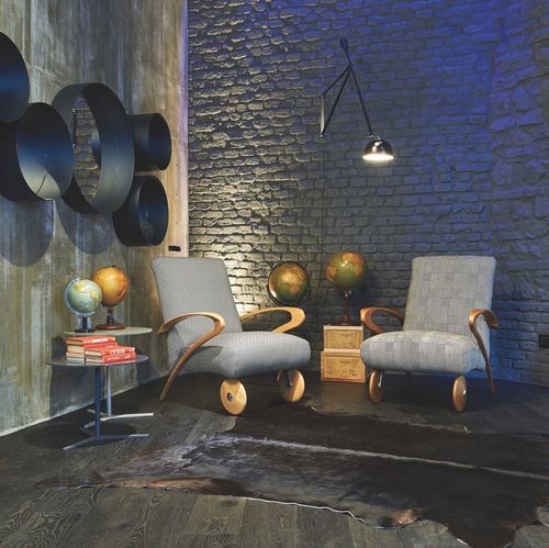 Sessel / originelles Design - ROLLING - Mazzoli Design - Leder / Stoff / Polyurethan