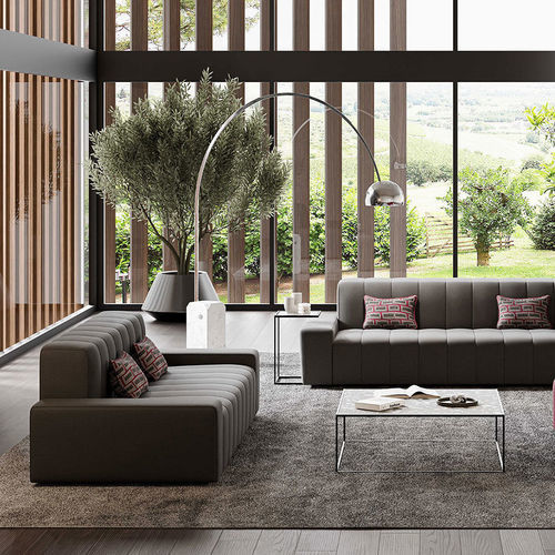 Modernes Sofa - LEO 2023 - Mazzoli Design - für Wohnzimmer / Holz / Leder