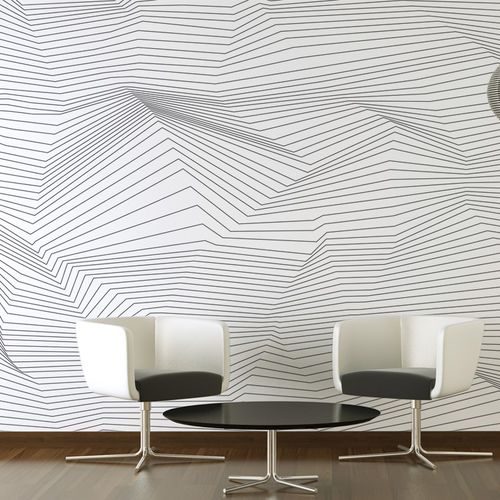Moderne Tapete - CRISTAL FROISSÉ - AQUILIA - DECLIK - Panorama / schwarz / grau
