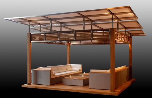 Teakholz-Pavillon - EARLYBIRD - HONEYMOON - Edelstahl / Stoffdach