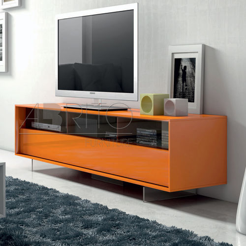 Modernes Fernsehmöbel - NEXT : 204 - A. Brito - lackiertes Holz / Glas / orange