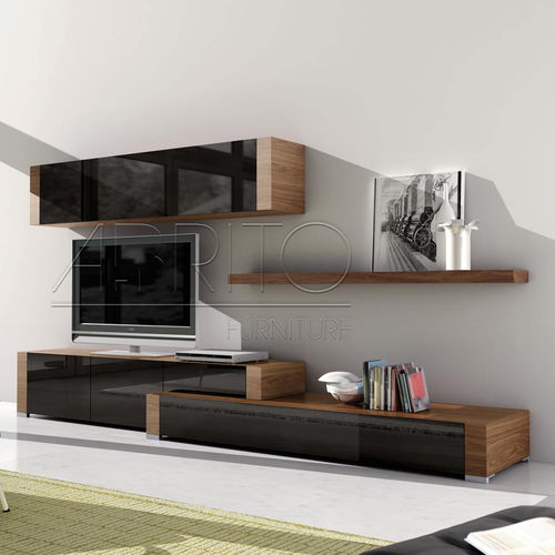 Moderne Wohnwand - NAGARE: 50C - A. Brito - Holz / Glas