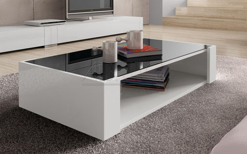 Moderner Couchtisch - NAGARE: MC04D - A. Brito - lackiertes Holz / Glas / rechteckig