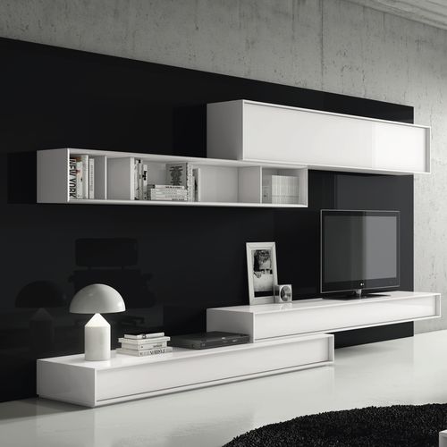 Moderne Wohnwand - NEXT : 212 - A. Brito - lackiertes Holz / Modul