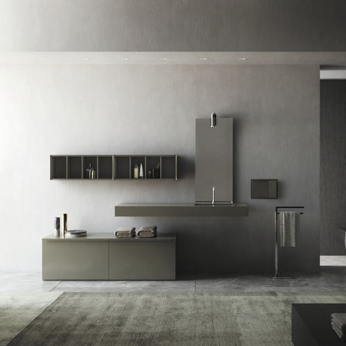 Wandmontierter Waschtisch-Unterschrank - LOGICO - Inda - Aluminium / modern / ohne Tür