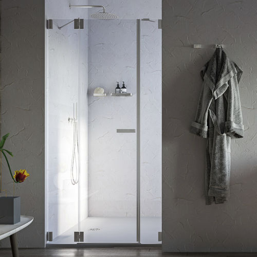 Glas-Duschkabine - PRAIA DESIGN - Inda - Chrom / mit Pendeltür / für Eckeinbau