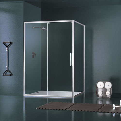 Begehbare Duschkabine PRAIA Inda Glas / Aluminium / mit Schiebetür