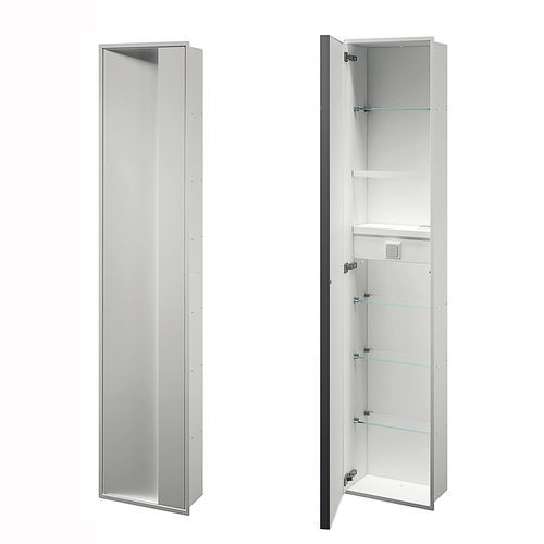 Moderner Badezimmer-Schrank - A8035B - Inda - für Privatgebrauch / Edelstahl / Glas