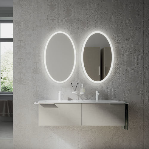 Wandmontierter Spiegel für Badezimmer - PORTOLE+ OVAL - Inda - modern / oval / weiß