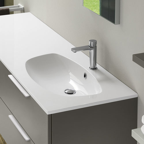 Eingebautes Waschbecken - GALILEO OVALE - Inda - Marmor / mit integrierter Waschtischplatte / rechteckig