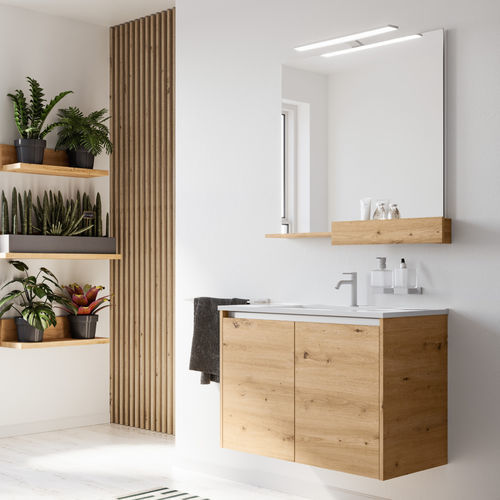 Wandhängender Waschtisch-Unterschrank - METROPOLE - Inda - Holz / modern / mit Tür