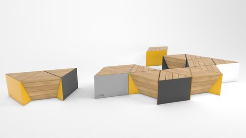 Moderne Bank für den öffentlichen Raum - SONOBE - Factory Street Furniture - Laubholz / Kiefer / Lärche