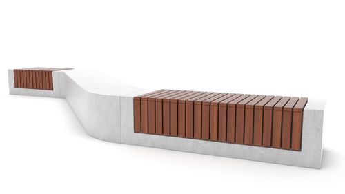 Moderne Bank für den öffentlichen Raum - RAKT - Factory Street Furniture - Laubholz / Beton / modular
