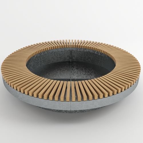 Bank für den öffentlichen Raum / mit Blumenkasten - TOP HAT - Factory Street Furniture - modern / Holz / galvanisiertem Stahl