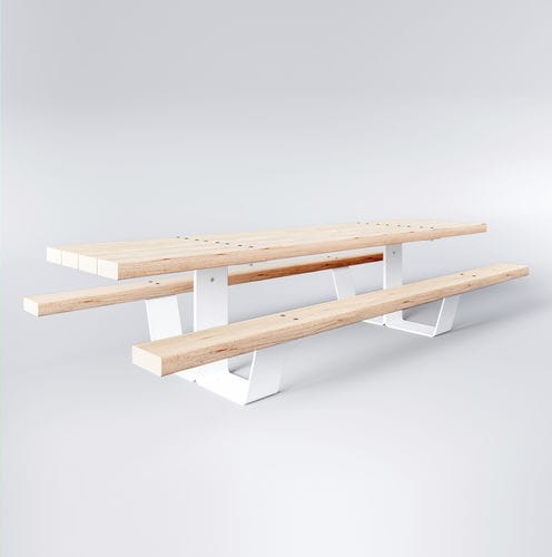 Moderner Picknicktisch - PIK - Factory Street Furniture - Massivholz / Gestell aus galvanisiertem Stahl / rechteckig