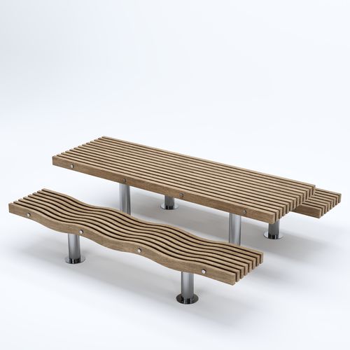Moderner Tisch - SERPENTINE - Factory Street Furniture - Holz / Gestell aus rostfreiem Edelstahl / rechteckig