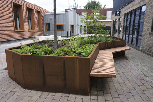 Holz-Pflanzkübel - CUBIT - Factory Street Furniture - COR-TEN®-Stahl / rechteckig / quadratisch