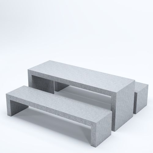 Picknicktisch / minimalistisches Design - BLOC  - Factory Street Furniture - Beton / Gestell aus Beton / rechteckig