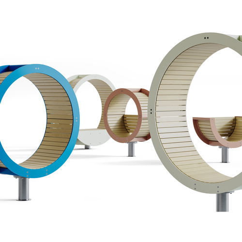 Moderne Bank für den öffentlichen Raum - Boom Seat pods  - Factory Street Furniture - Holz / galvanisiertem Stahl / Stahl