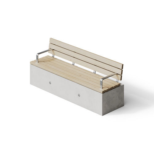 Moderne Bank für den öffentlichen Raum - SOCA Lengthways Slat Seat - Factory Street Furniture - Holz / Stahlbeton / Metall