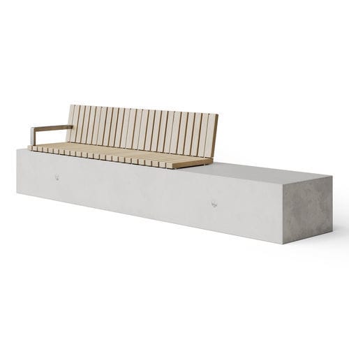 Moderne Bank für den öffentlichen Raum - SOCA Crossways Slat Seat - Factory Street Furniture - Holz / Beton / Metall