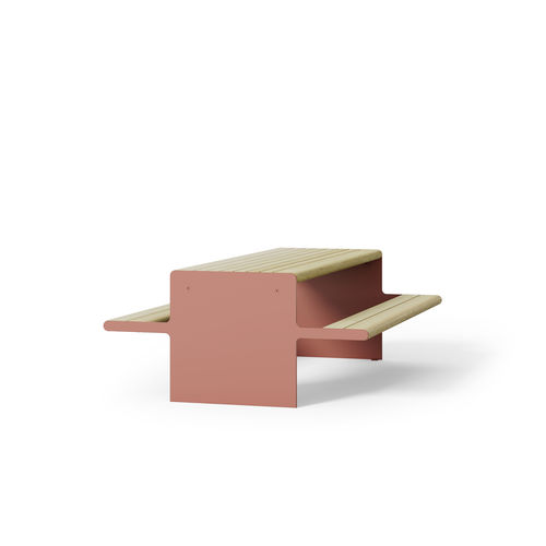 Picknicktisch / originelles Design - PING - Factory Street Furniture - galvanisiertem Stahl / Kiefer / Laubholz