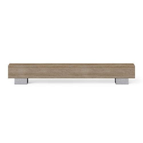 Bank für den öffentlichen Raum / minimalistisches Design - BEAM Single Bench - Factory Street Furniture - Natureiche / galvanisiertem Stahl / maßgefertigt