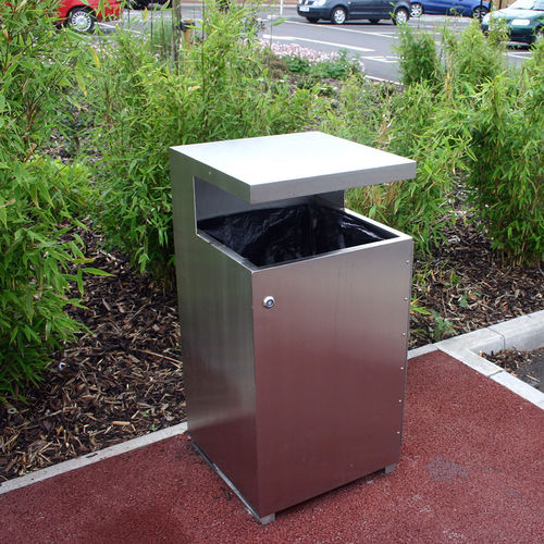 Park-Abfallbehälter - SKOP - Factory Street Furniture - Edelstahl / mit Deckel / modern