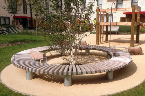 Baumschutz / galvanisiertem Stahl - QUAY - Factory Street Furniture - Holz / mit integrierter öffentlicher Bank