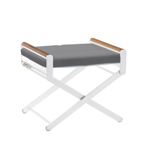 Moderner Hocker - OSKAR - SIFAS - Teakholz / Sunbrella® / Gestell aus lackiertem Aluminium