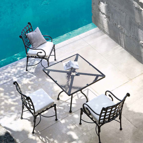Klassischer Lampentisch - KROSS - SIFAS - Hartglas / Gestell aus Aluminium / quadratisch