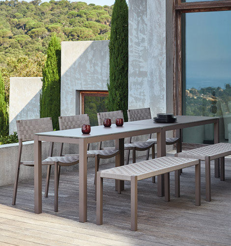 Gartenbank / skandinavisches Design - PHENIKS - SIFAS - lackiertes Aluminium / Textilene / Polyester
