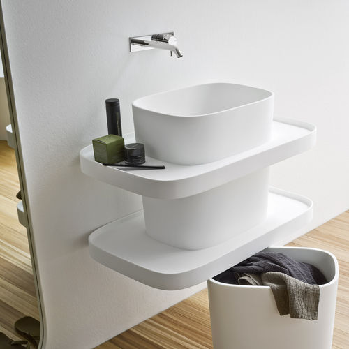Totem-Waschbecken - Rexa Design - Corian® / mit Ablage / ohne Öffnung